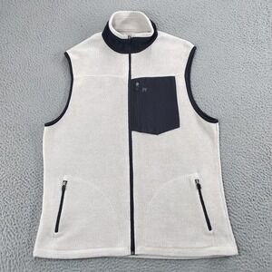 Southern Point Co Bennington Vest Mens Large Cream Navy Fleece Zip Sleeveless
